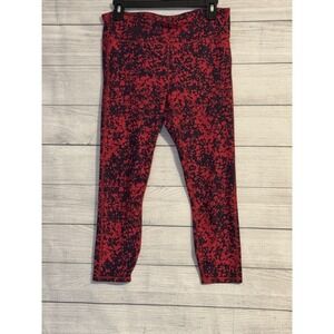 Fabletics PureLuxe Capri Leggings Medium Fuchsia Black Splatter Print Cropped